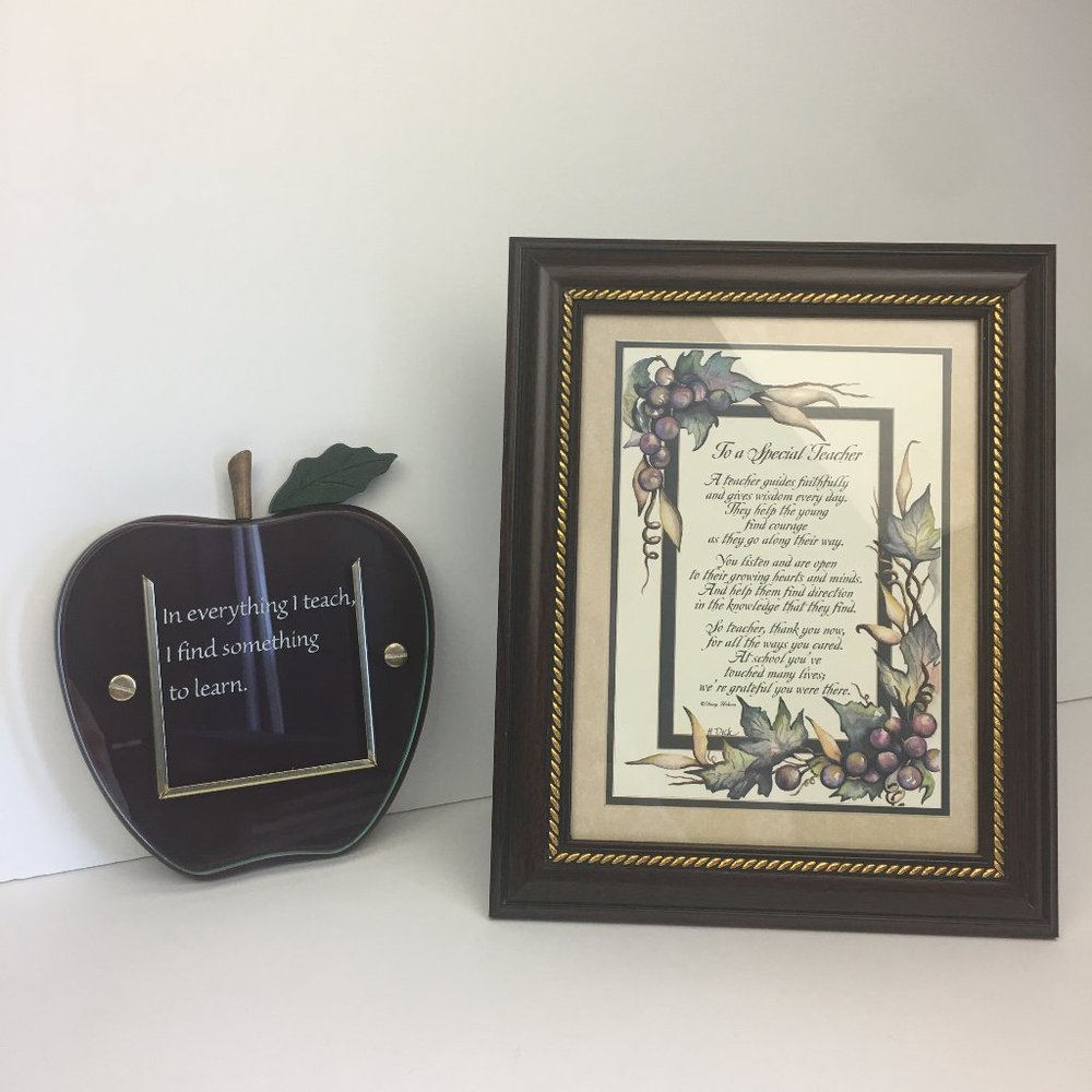 Vtg‎ to a Special Teacher Framed Poem Apple Plaque